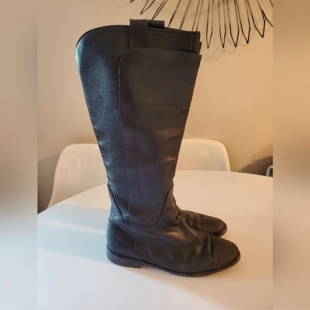 Frye Black Leather Knee High Boots Size 8